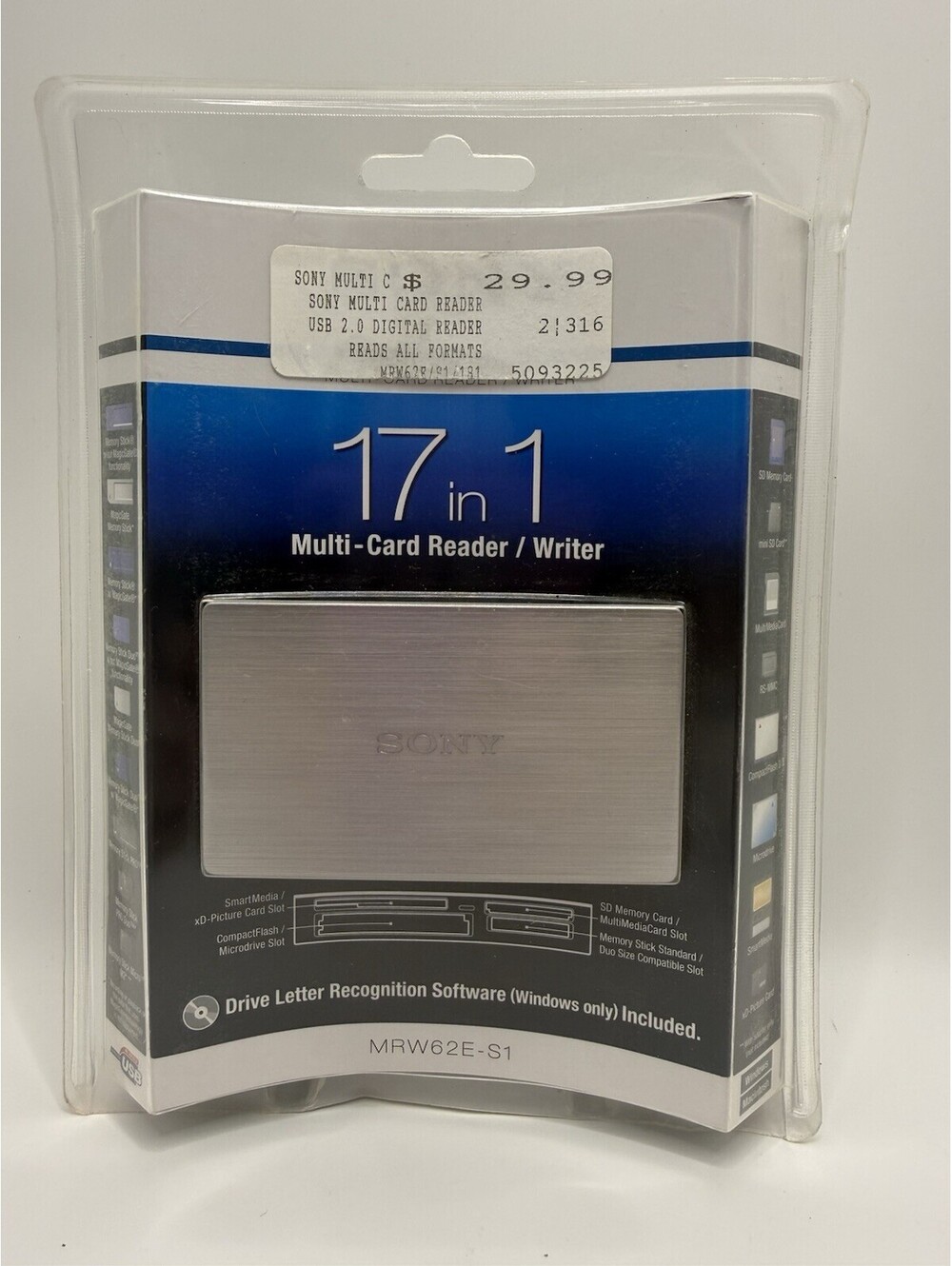 Sony MRW62E-S1 17-in-1 Multi-Card Reader Writer Silver USB 2.0 SD CF MS XD MMC